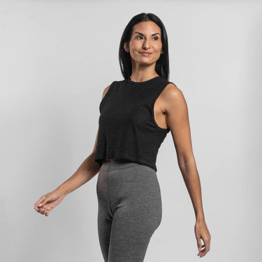 womens lightweight crop tank featherweight color black